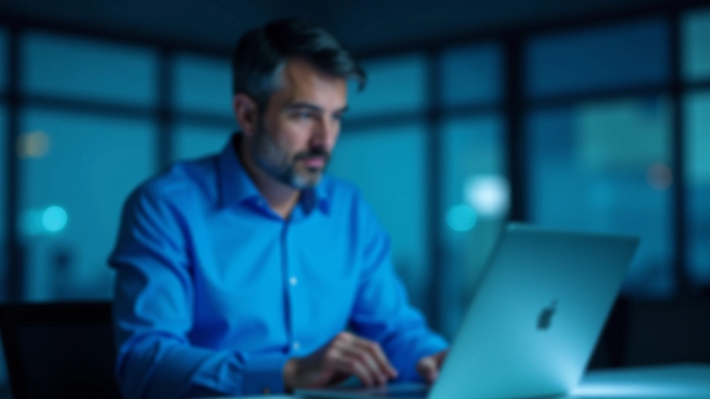 Statisticien analysant des données de sondage sur un ordinateur portable dans un environnement de bureau avec des graphiques en arrière-plan